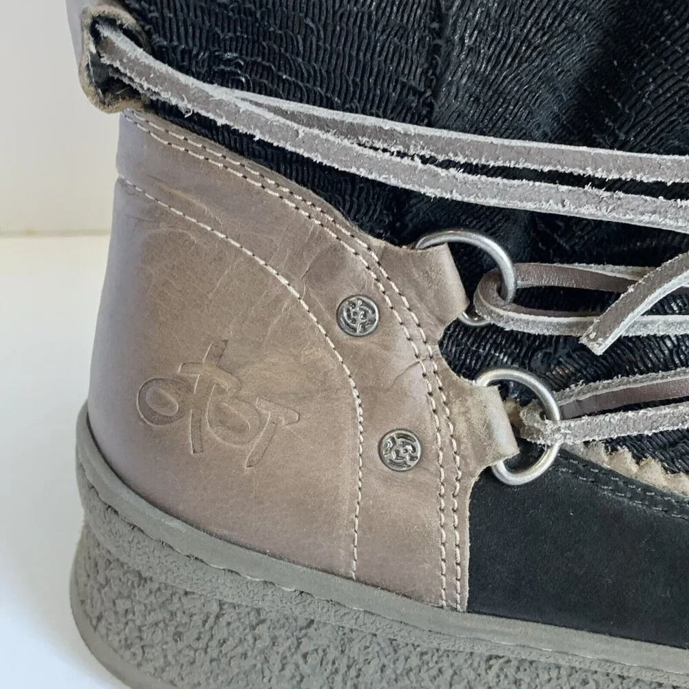 OTBT Slope Boot Women’s Black Suede Leather Faux Fur Lined Winter Snow Boot 8